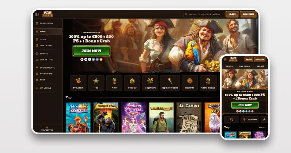 fat pirate casino welcome page