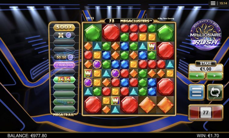 Millionaire Rush Megaclusters gameplay.