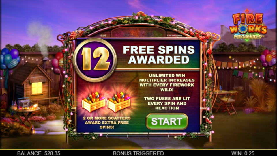 feature of the fireworks megaways slot