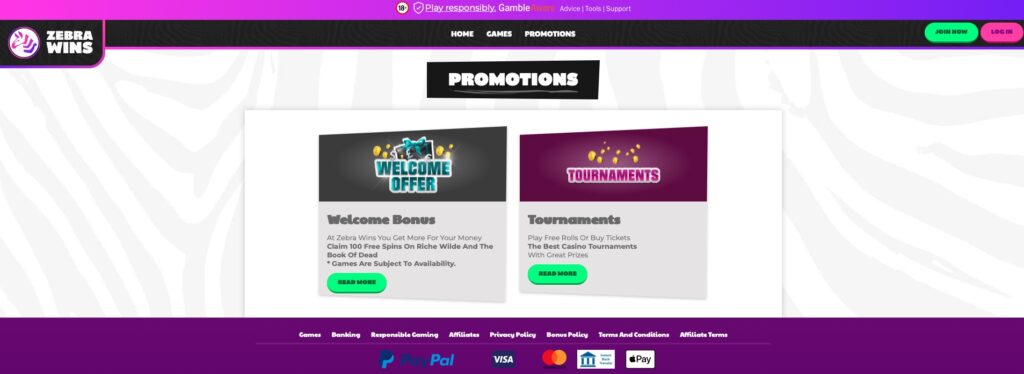 Zebra Wins casino promotions