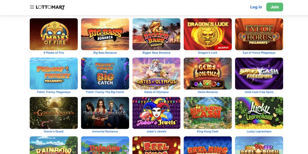 Lottomart casino games library