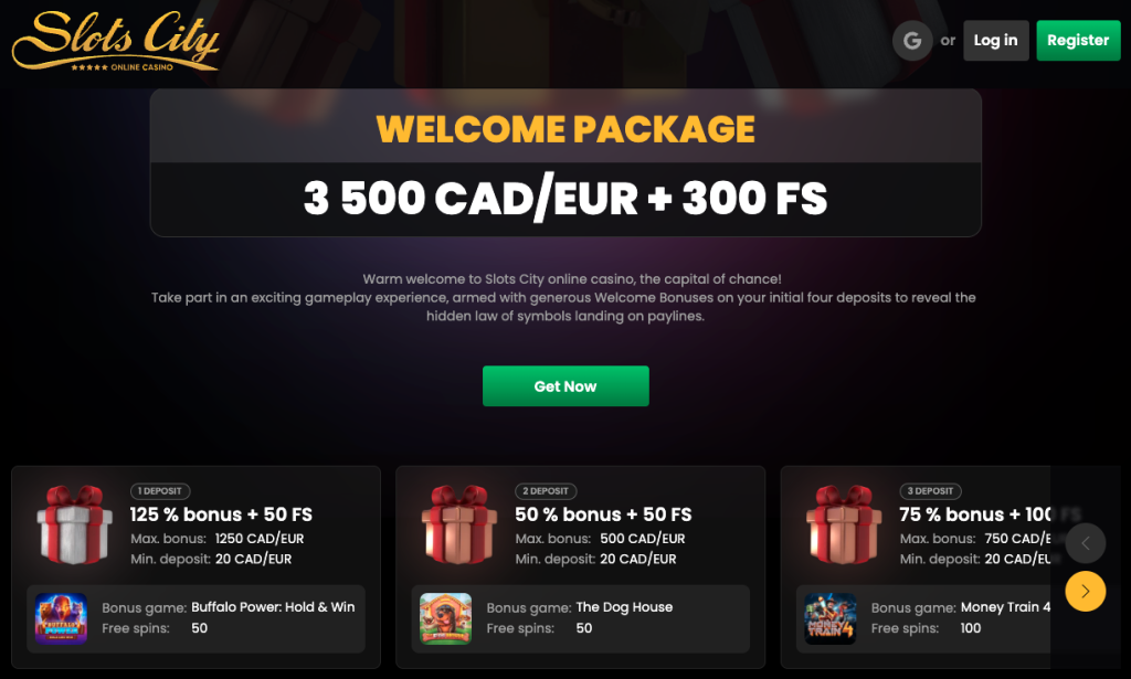 Slot City Welcome package.