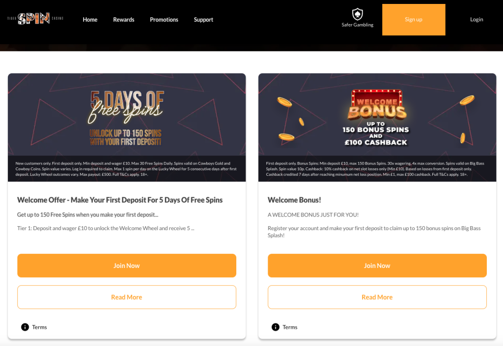 Tiger Spins Offers