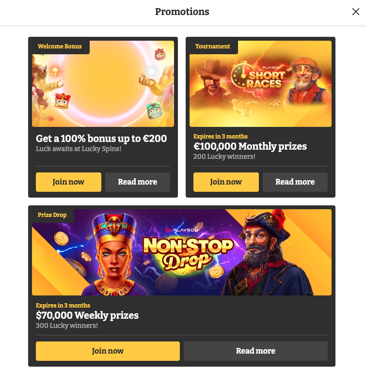 Lucky Spins promotions. 