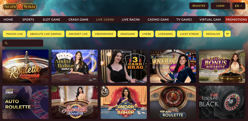 Golden 777 Nevada live games.