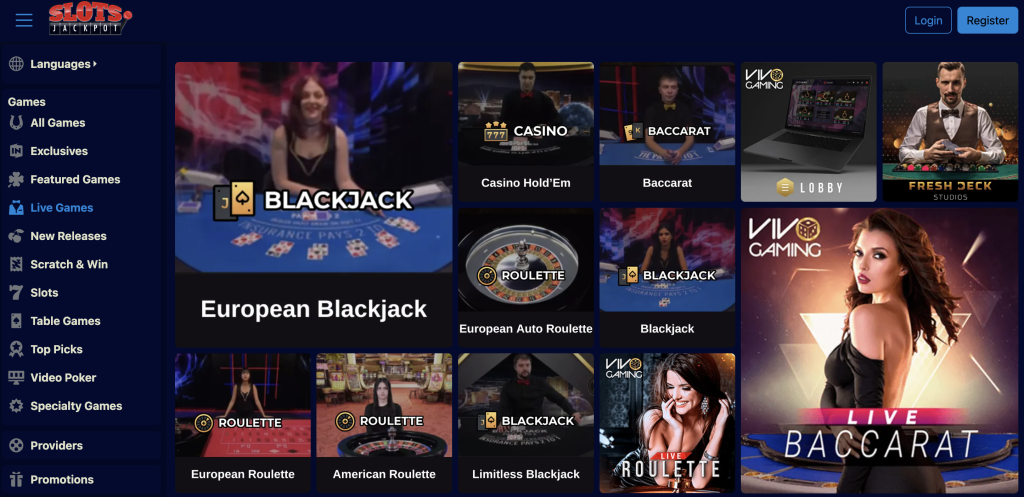 Slots Jackpot Live Casino Games.