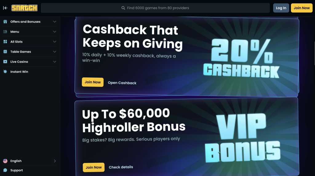 Snatch Casino Promotions.