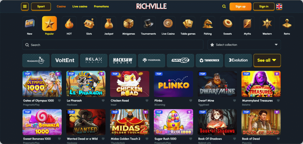 richville casino game options