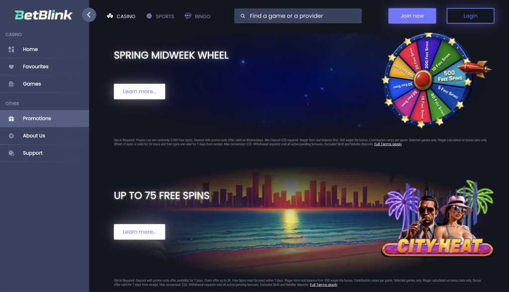 BetBlink ongoing promotions