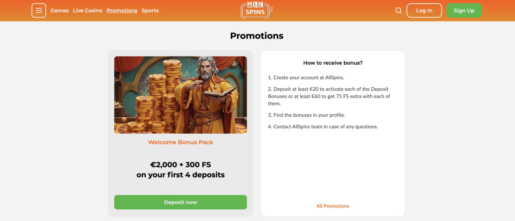 All Spins Welcome Bonus.