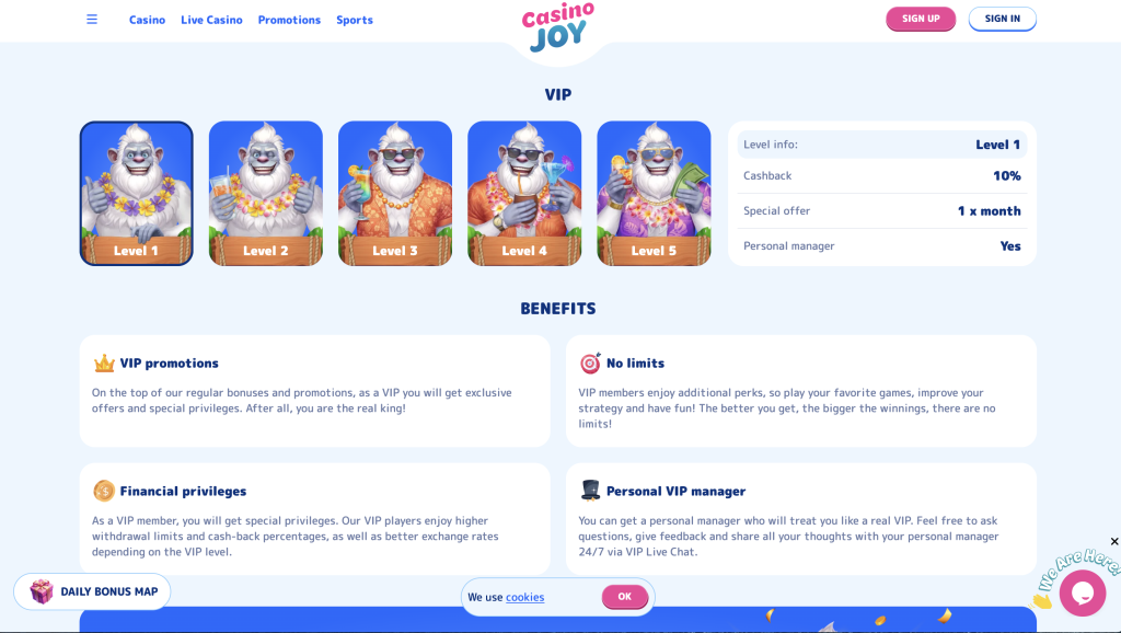 Casino Joy VIP club.