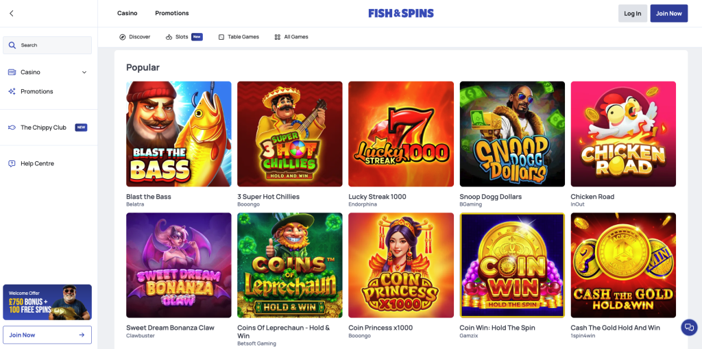 Fish & Spins Casino games.