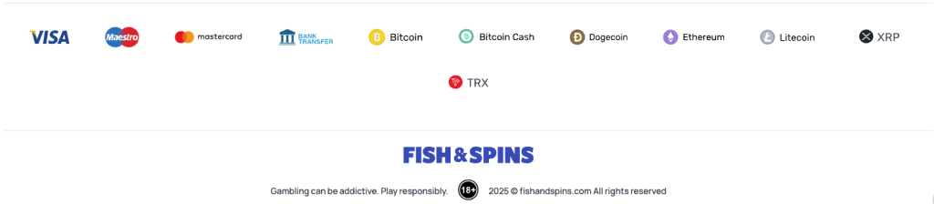 Fish & Spins Casino payment options.