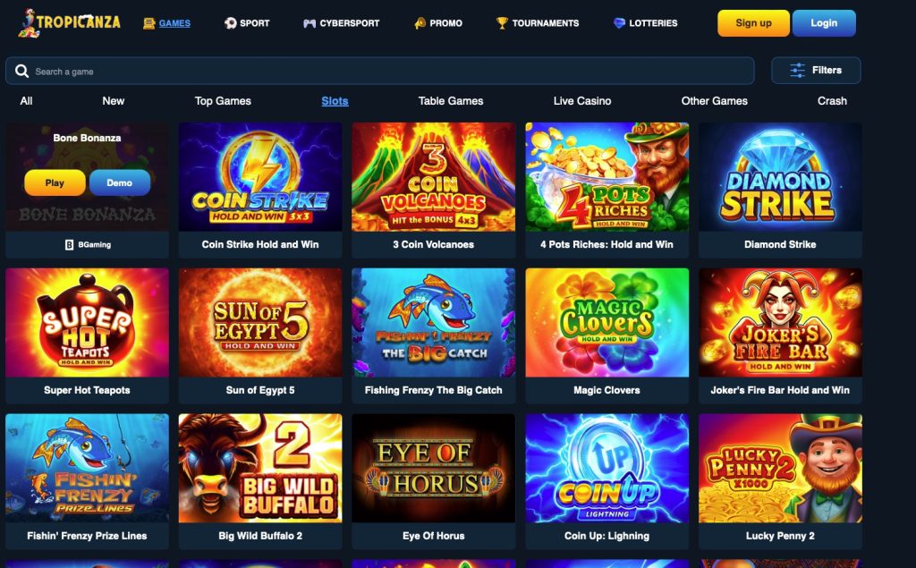 Tropicana Slot Game options