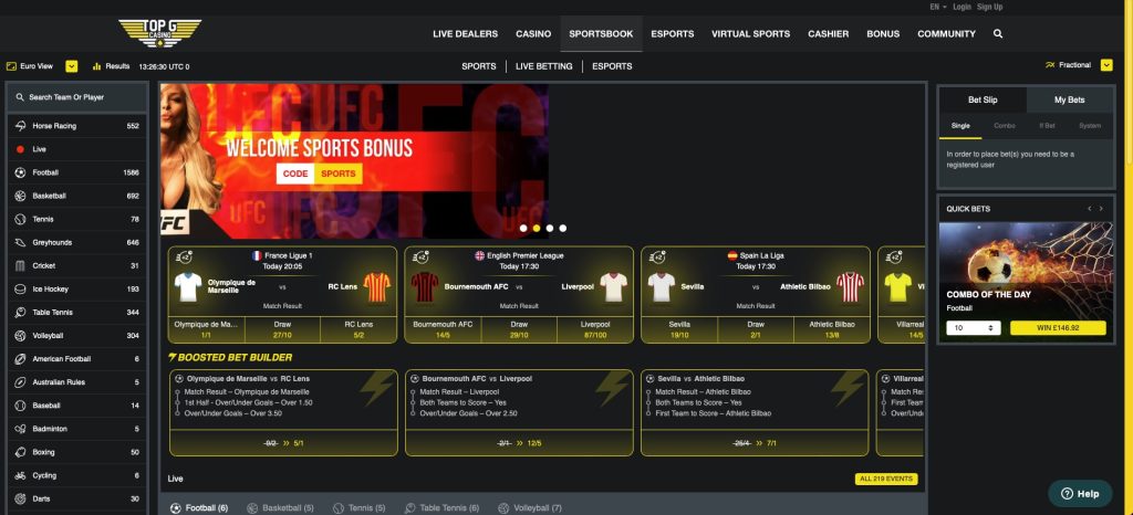 Top G sportsbook section