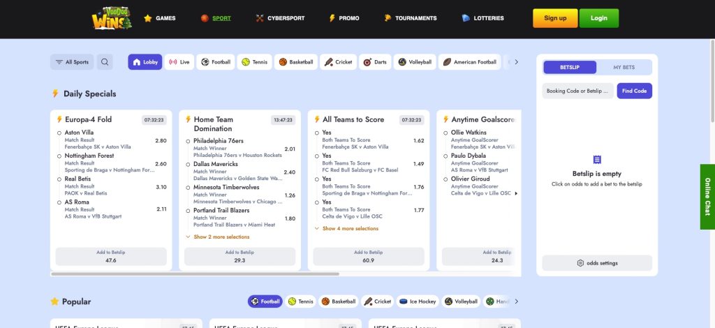 Voodoo Sportsbook section