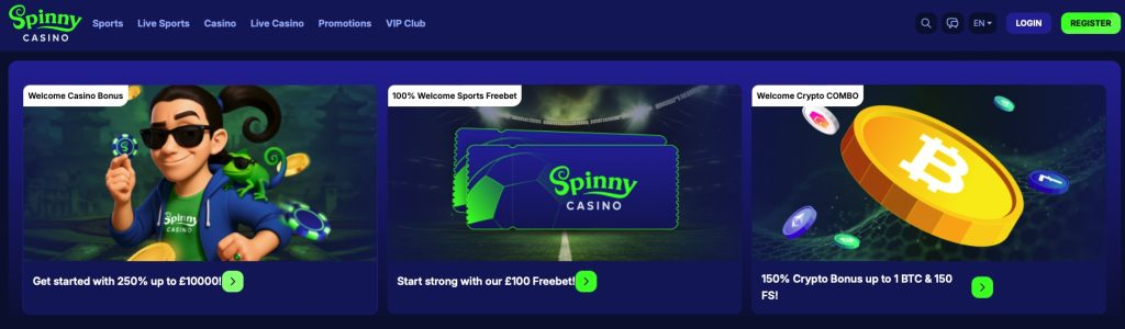 Spinny Casino Welcome offers