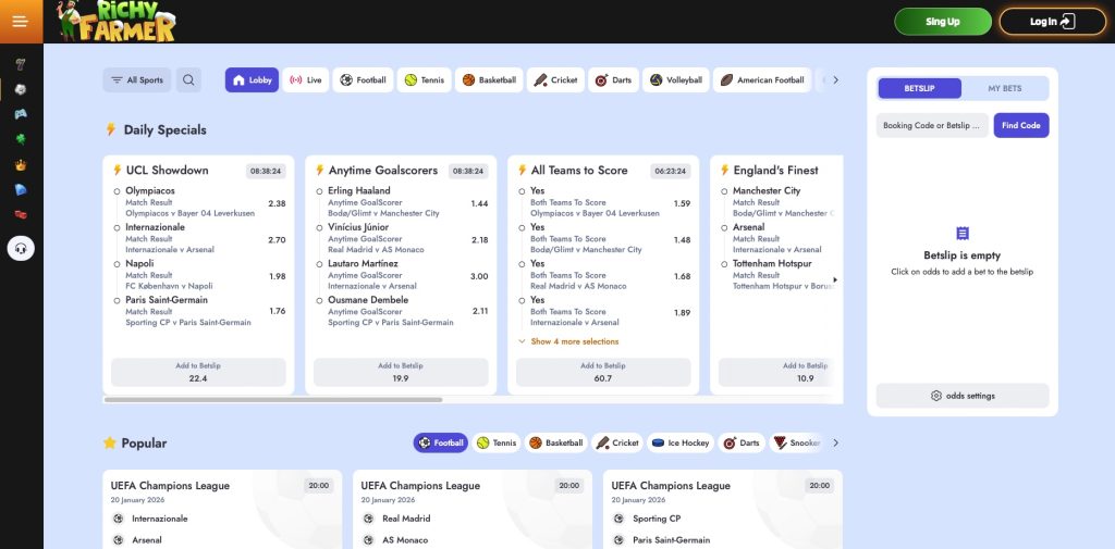 Richy Farmer Sportsbook section