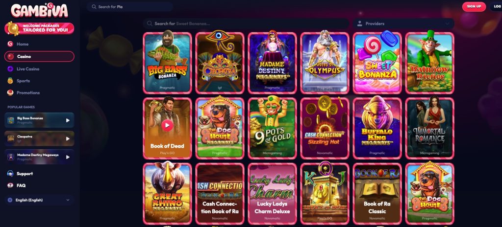 Gambiva slots options