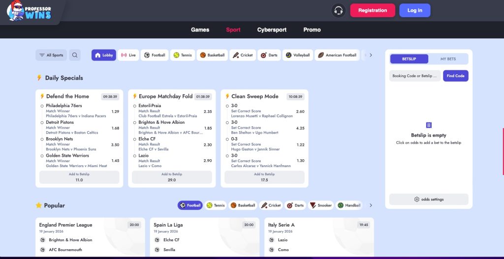 Professor Wins Sportsbook section
