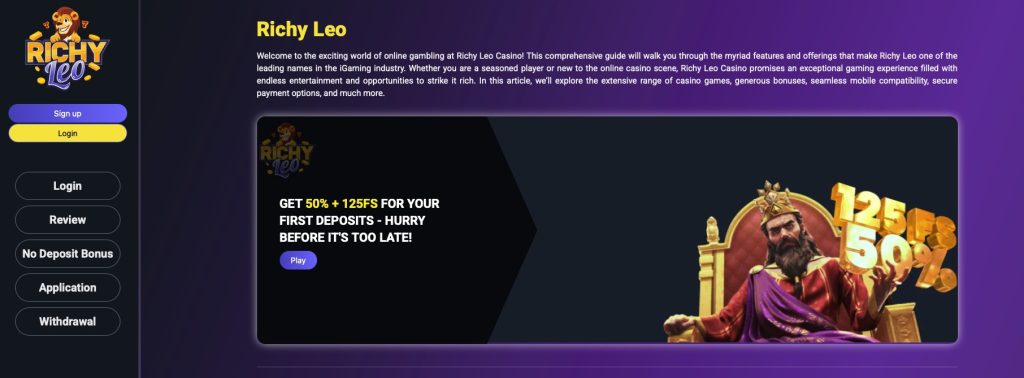 Richy Leo Casino deposit bonus