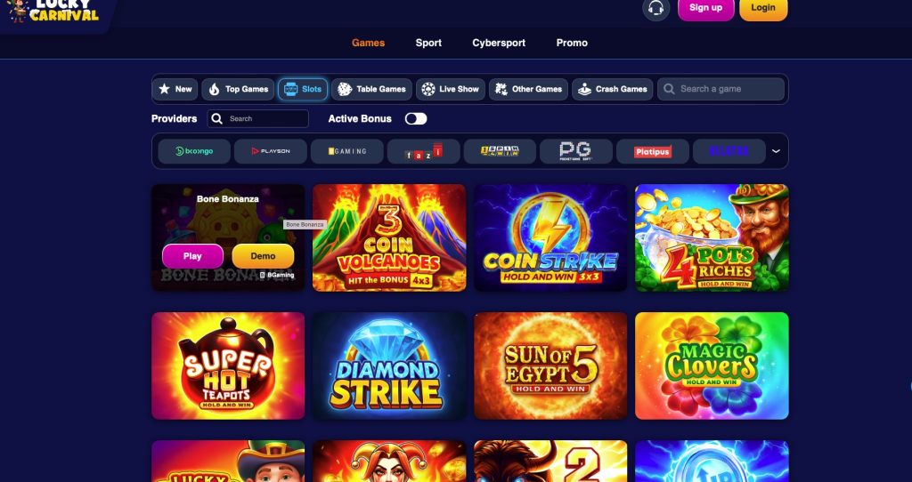 Lucky Carnival Slot Game Options