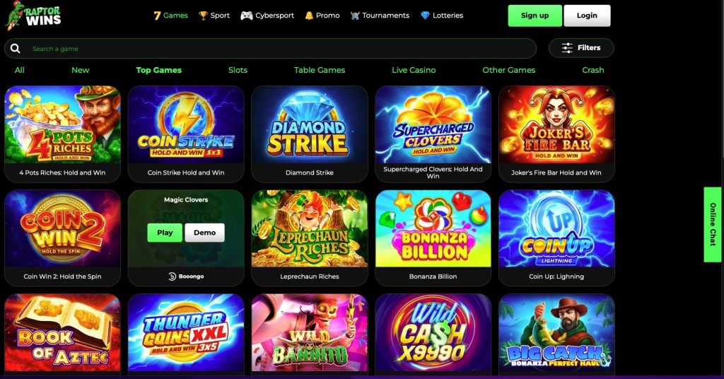 Raptor Wins top games on offer