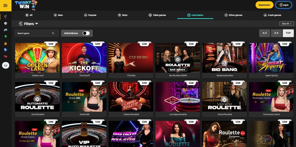 Twinky Win Live Casino Library