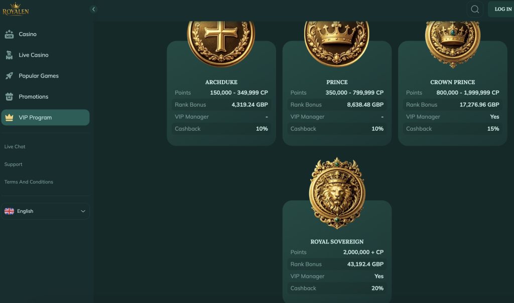 Royalen Casino Bonuses and Promotions